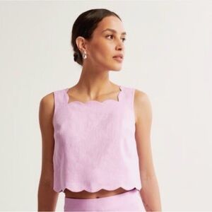 Abercrombie & Fitch Linen Crop Top in lavender